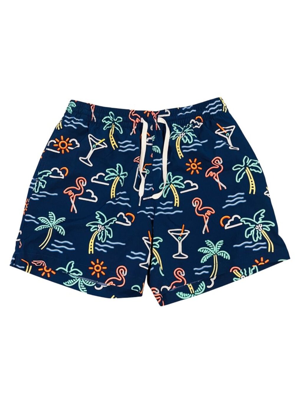 Chubbies Mens Medium 5.5” Neon Lights Classic Swim Trunks Tropical Palm Trees